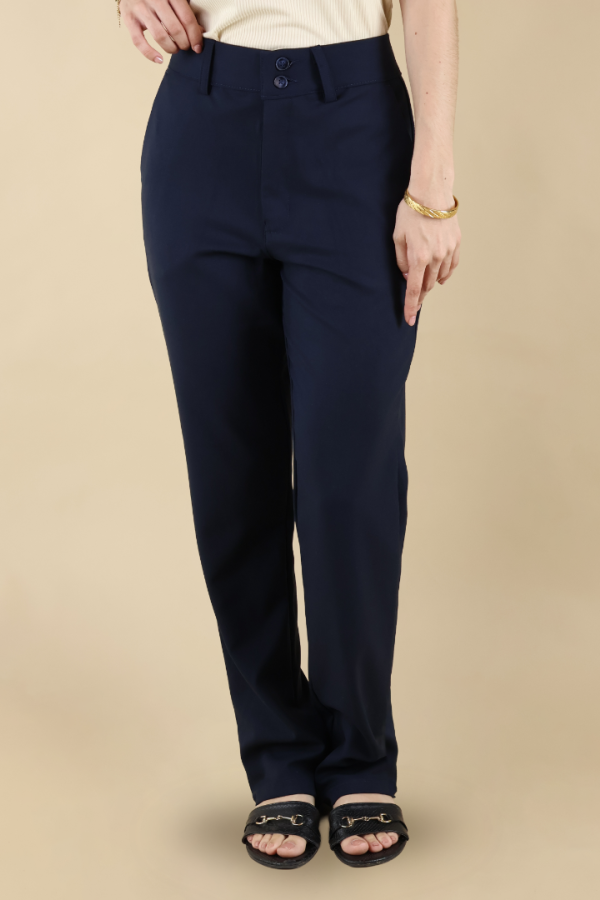Pantalón Vestir Mujer Azul Marino Casual Elegante Moda Juvenil